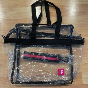 New T-Mobile Clear Stadium Zipper Bag with Black Straps for women or men
